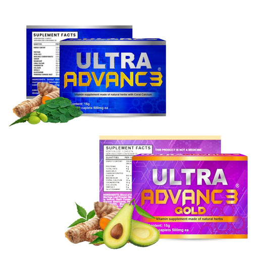 Ultra Advance Gold + Blue Duo - Original & Ultimate Formulas | Omega-3, Turmeric, Glucosamine & Chondroitin | Vegan, Non-GMO, 2 Boxes (60 Capsules Total)