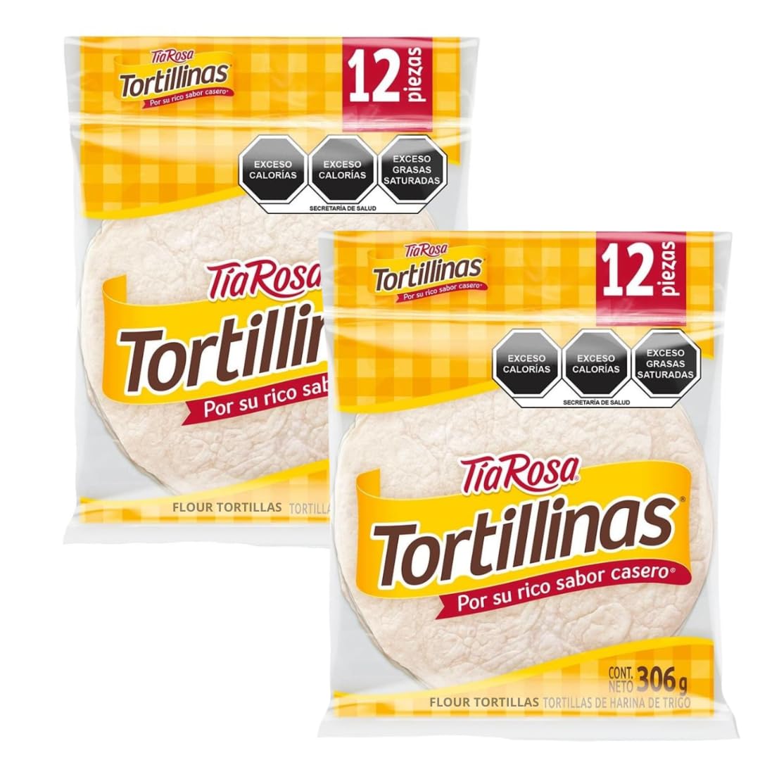 2 Pack (12 Tortillas Each) - Tortillinas Tia Rosa Flour Tortillas 22 count. imported Mexican Tortillas - Tortillas de Harina Mexicanas.
