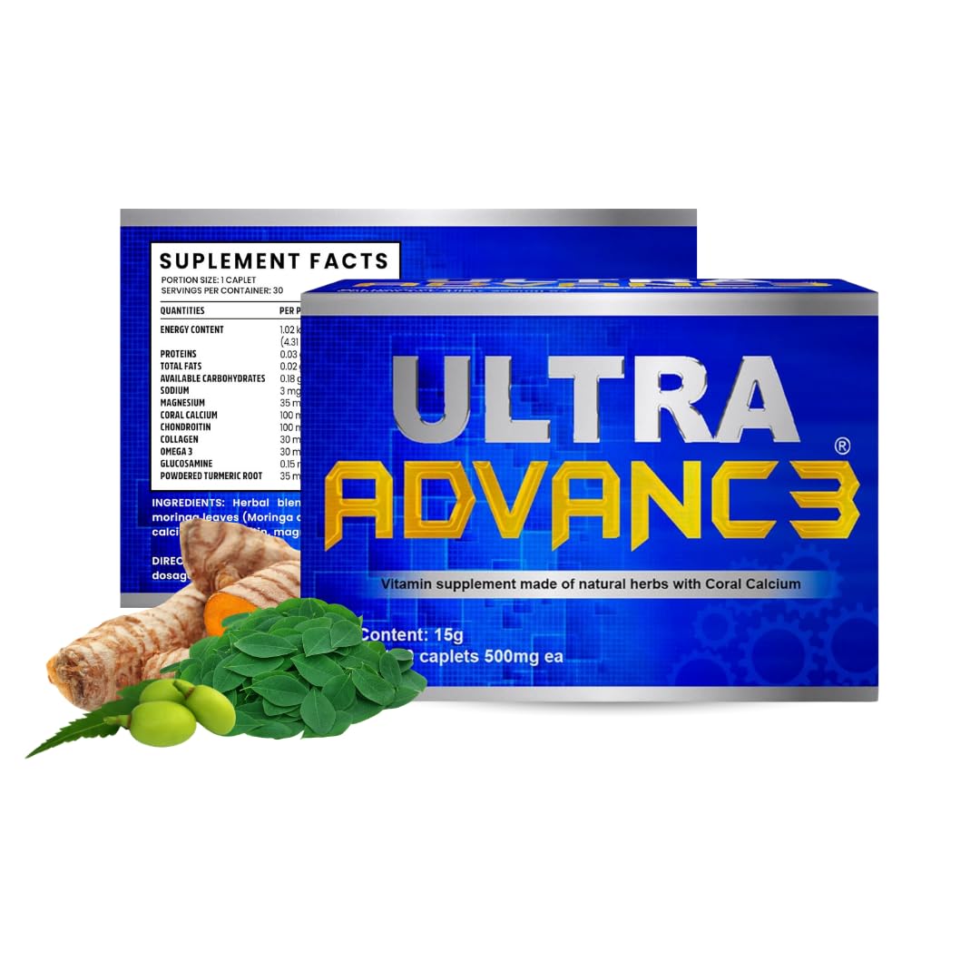 1 Box - Ultra Advance Gold 3 Ultimate Joint Support with Omega-3, Turmeric, Glucosamine Chondroitin Formula. Vegan, Non GMO, 30 Caps