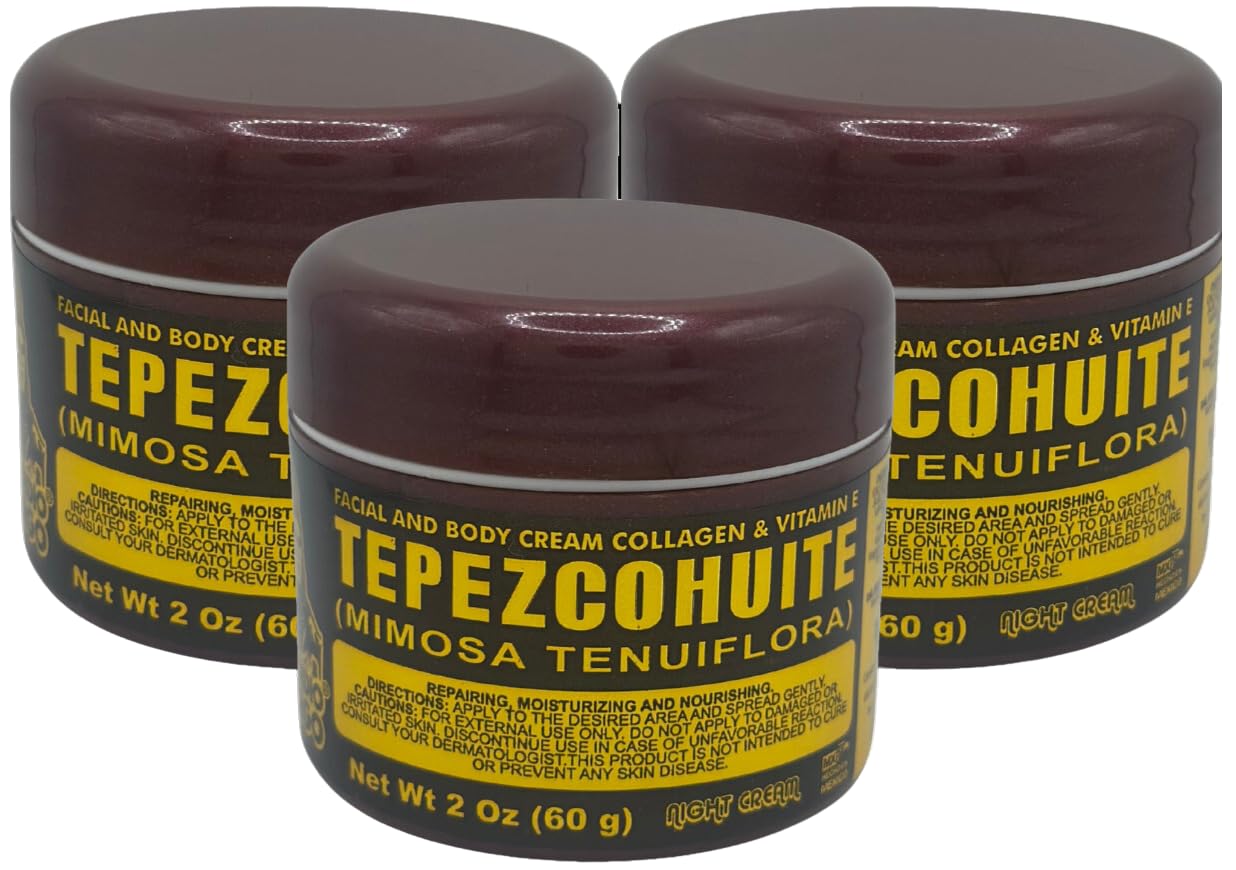 Del Indio Papago Tepezcohuite Night Cream 60g / 2.02Fl Oz 3 Pack - Reduce Expression Lines - Clarifies Skin Imperfections