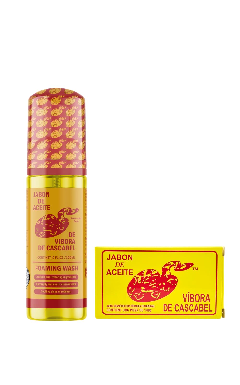 Jabón De Aceite de Vibora de cascabel (140g) + Foaming Wash Face & body (Jabón Líquido espumoso Para cara y Cuerpo) 150 ml Ayuda con imperfecciones en la piel ORIGINAL