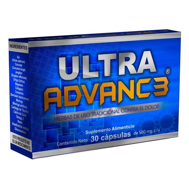 1 Box - Ultra Advance Gold 3 Ultimate Joint Support with Omega-3, Turmeric, Glucosamine Chondroitin Formula. Vegan, Non GMO, 30 Caps