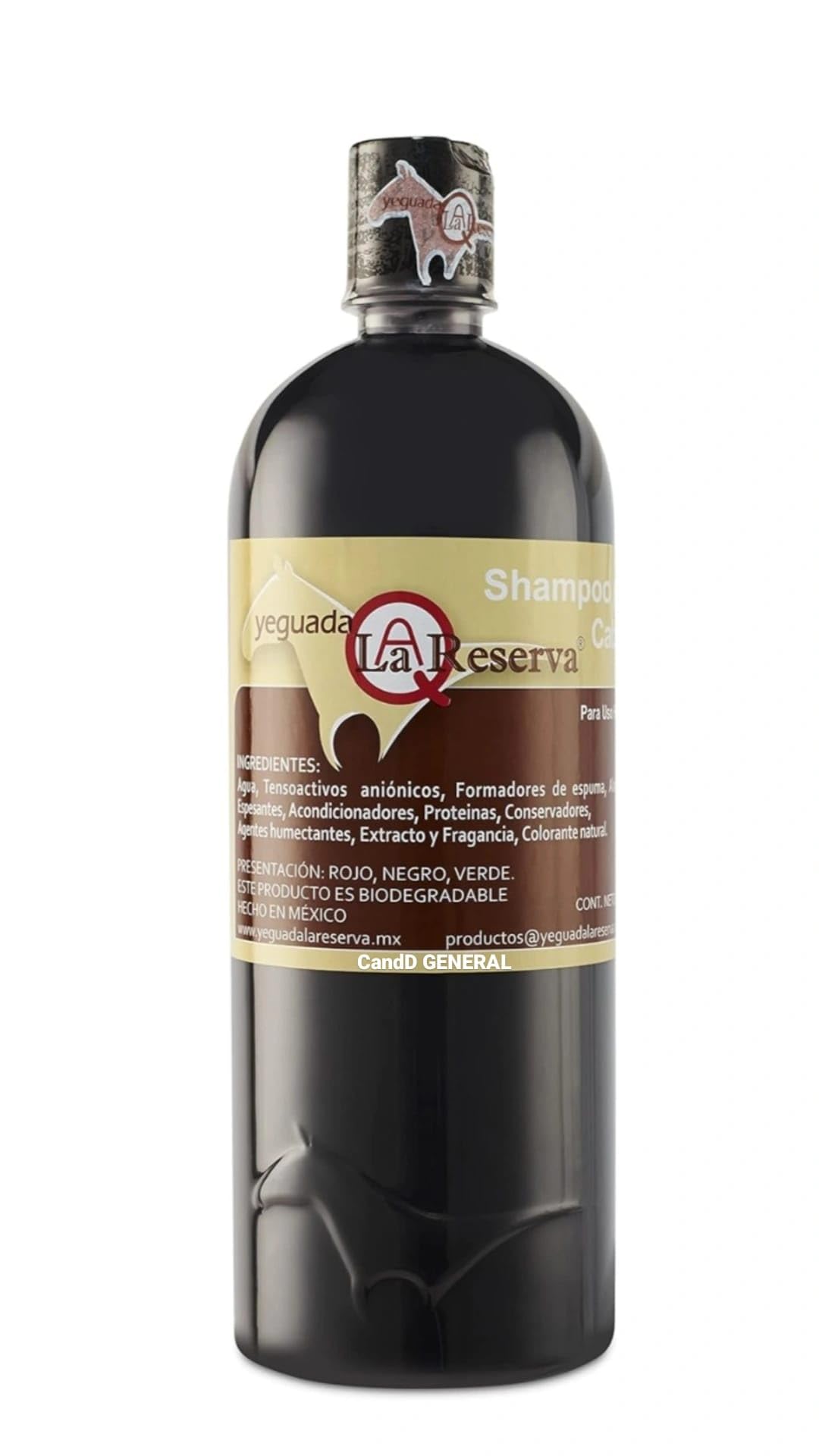 Yeguada La Reserva Shampoo de Caballo Negro para Cabello Fuerte, Sano y Hermoso (botella de 1 litro, color oscuro)