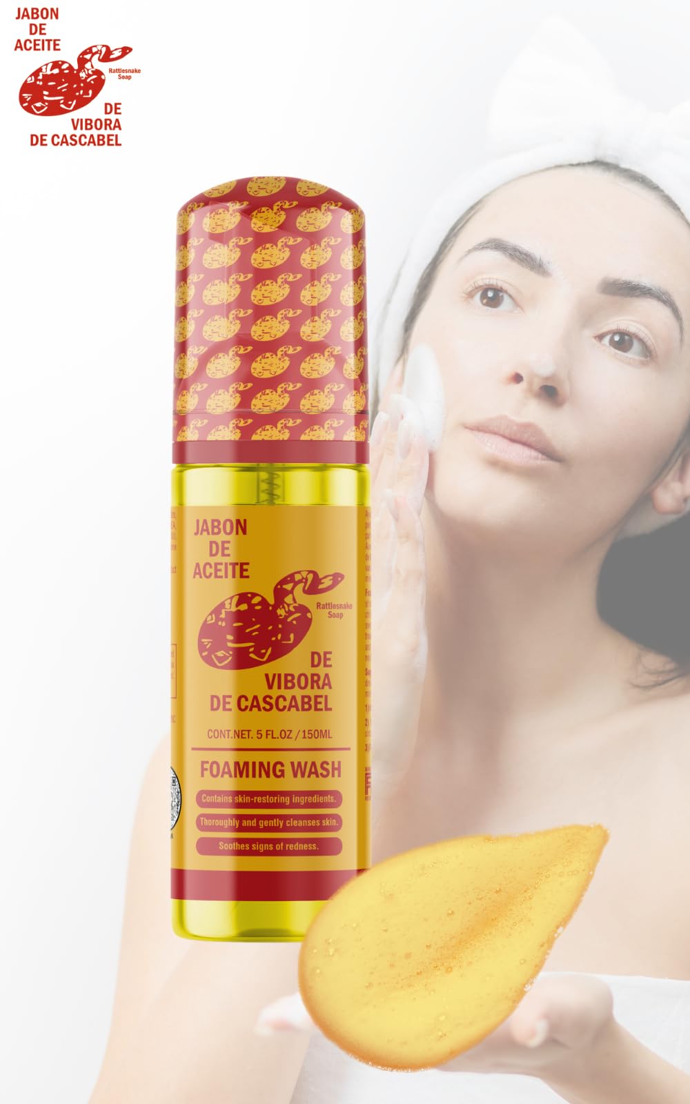 Jabón De Aceite de Vibora de cascabel (140g) + Foaming Wash Face & body (Jabón Líquido espumoso Para cara y Cuerpo) 150 ml Ayuda con imperfecciones en la piel ORIGINAL