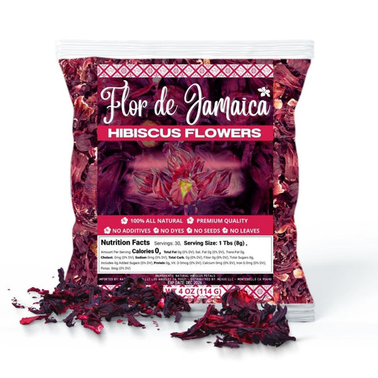 Yerbero - Whole Dried Premium Hibiscus Flowers 4oz (114g) | Hibiscus Tea | Flor De Jamaica Para Aguas Frescas | For Tea Enjoy Hot or Cold | Triple Wash, 100% Natural, From Mexico.