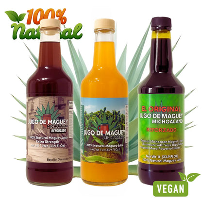 Herbalista Maguey Tarasco Juice Tonic Bundle 3 x 33.3 fl oz (1L)