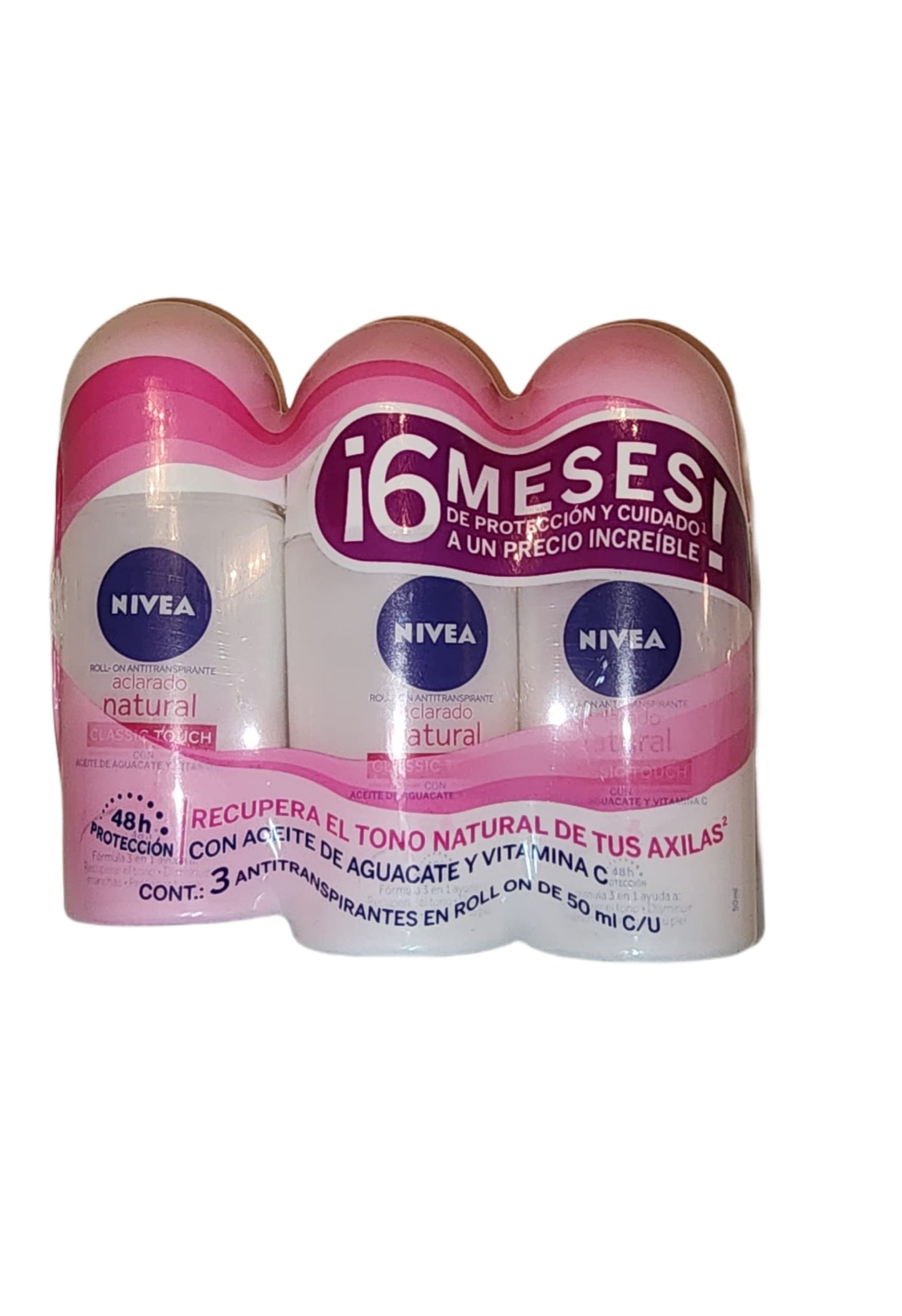 Nivea ROLL-ON ANTITRANSPIRANTE ACLARADO NATURAL 3 PACK 0.33 Fl Oz (Pack of 3) 1 Fl Oz 3.4 fl Oz
