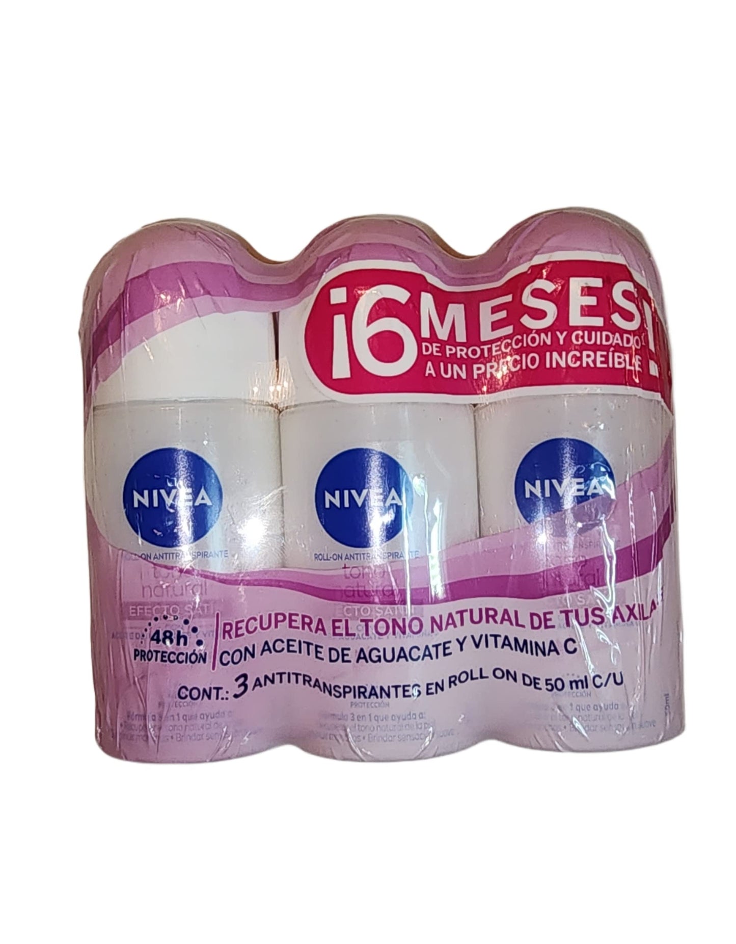 Nivea ROLL-ON ANTITRANSPIRANTE ACLARADO NATURAL 3 PACK 0.33 Fl Oz (Pack of 3) 1 Fl Oz 3.4 fl Oz