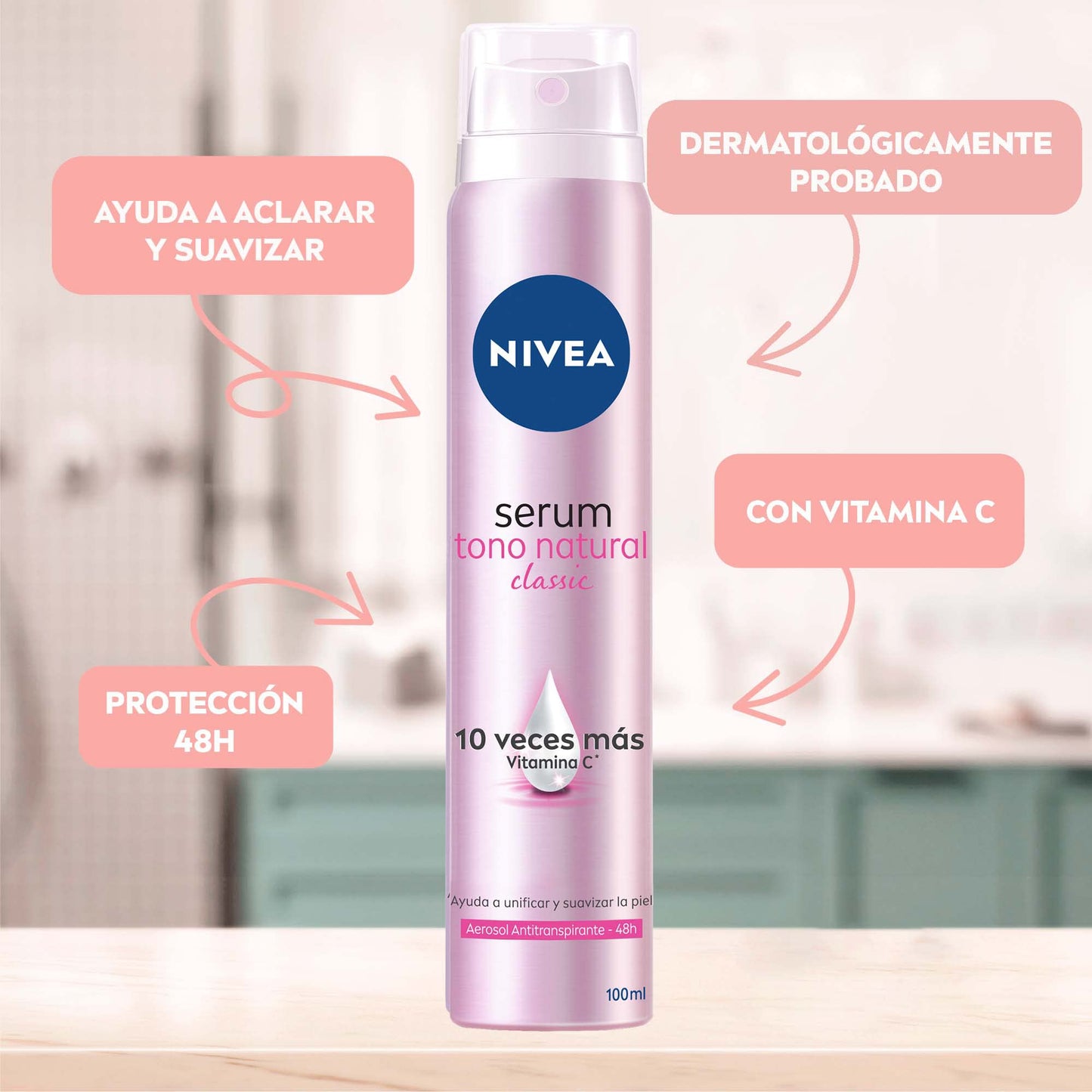 NIVEA SERUM EXTRA ACLARANTE Aerosol Antitranspirante-48h/Extra Lightening Deodorant Spray