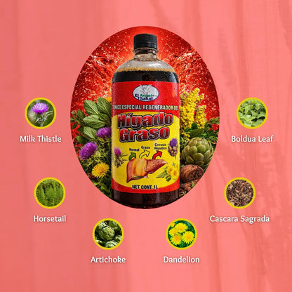 HígadoGraso Herbal Tonic 1L (33.3 Fl oz) + 4oz Loose Tea