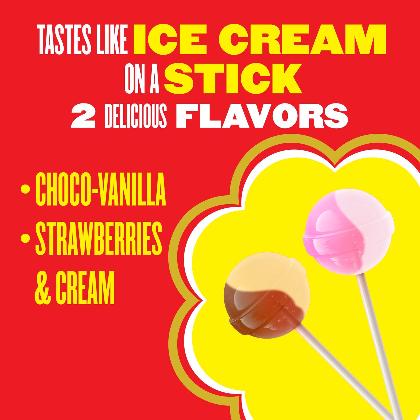 Chupa Chups Cremosa Lollipop Assortment, 2 Ice Cream Flavors, Individually Wrapped Candy for Kids, 16.9 Oz Bag (40 Suckers)