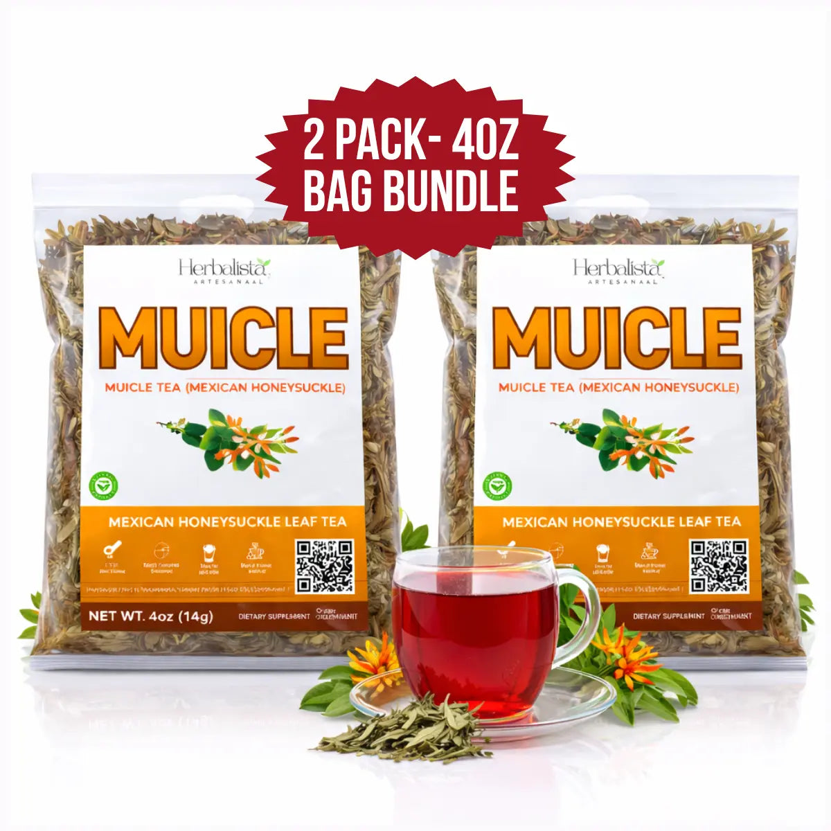 Herbalista Muicle Tea 2 Bag Bundle 4oz (114g) Each