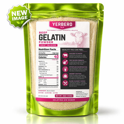 Yerbero Unflavored Beef Gelatin Powder 1 Pack 6 oz (453g)