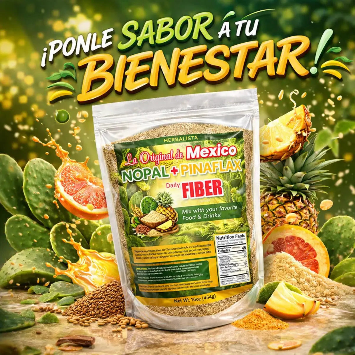 La Original de Mexico Nopal + Pinaflax Fiber Powder 8oz (226g)