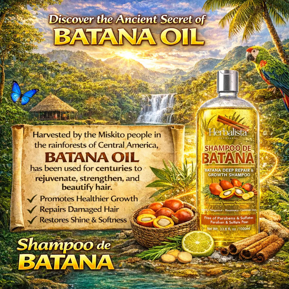 Herbalista Batana Shampoo 33.8 fl oz (1 Liter)