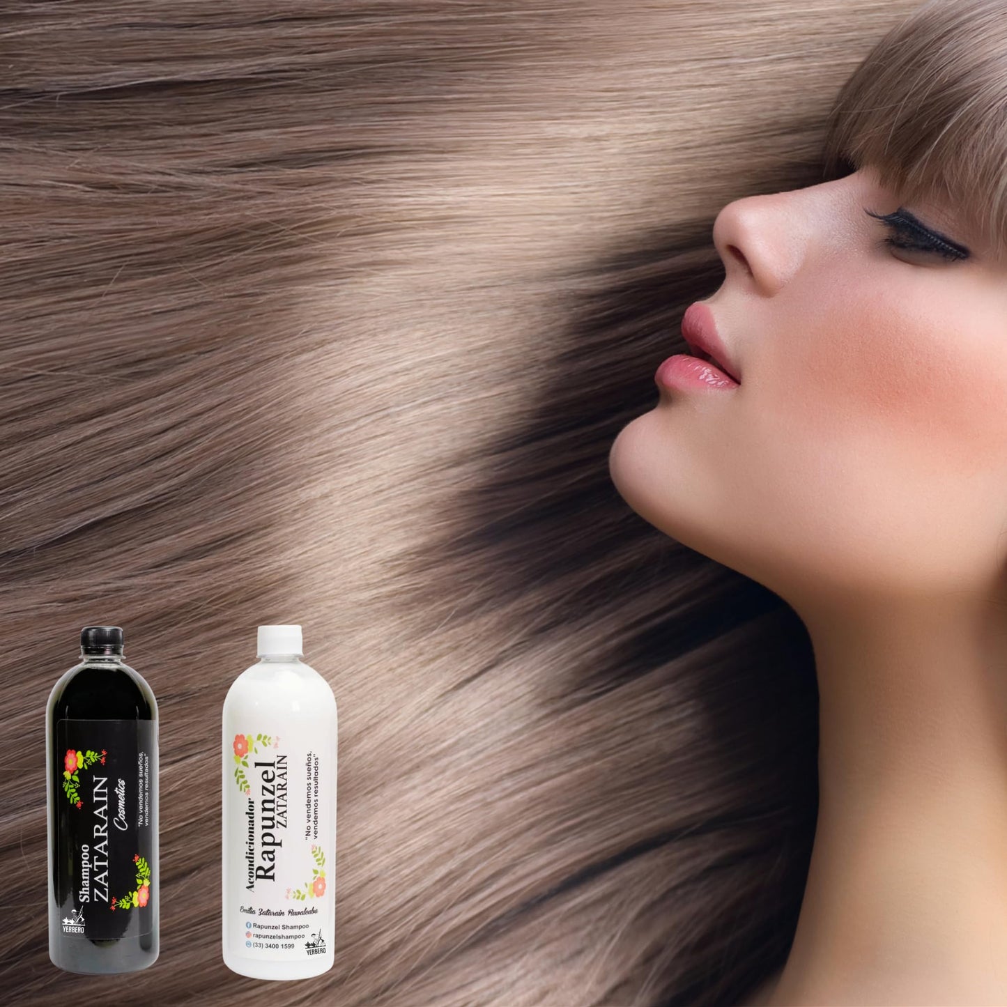 Yerbero - Rapunzel Zatarain Shampoo + Conditioner 2 Piece Bundle | 1Lt (33.81 Fl Oz) | 100% Natural & Genuine | Herbal Artisan Made Shampoo | Imported From Mexico.