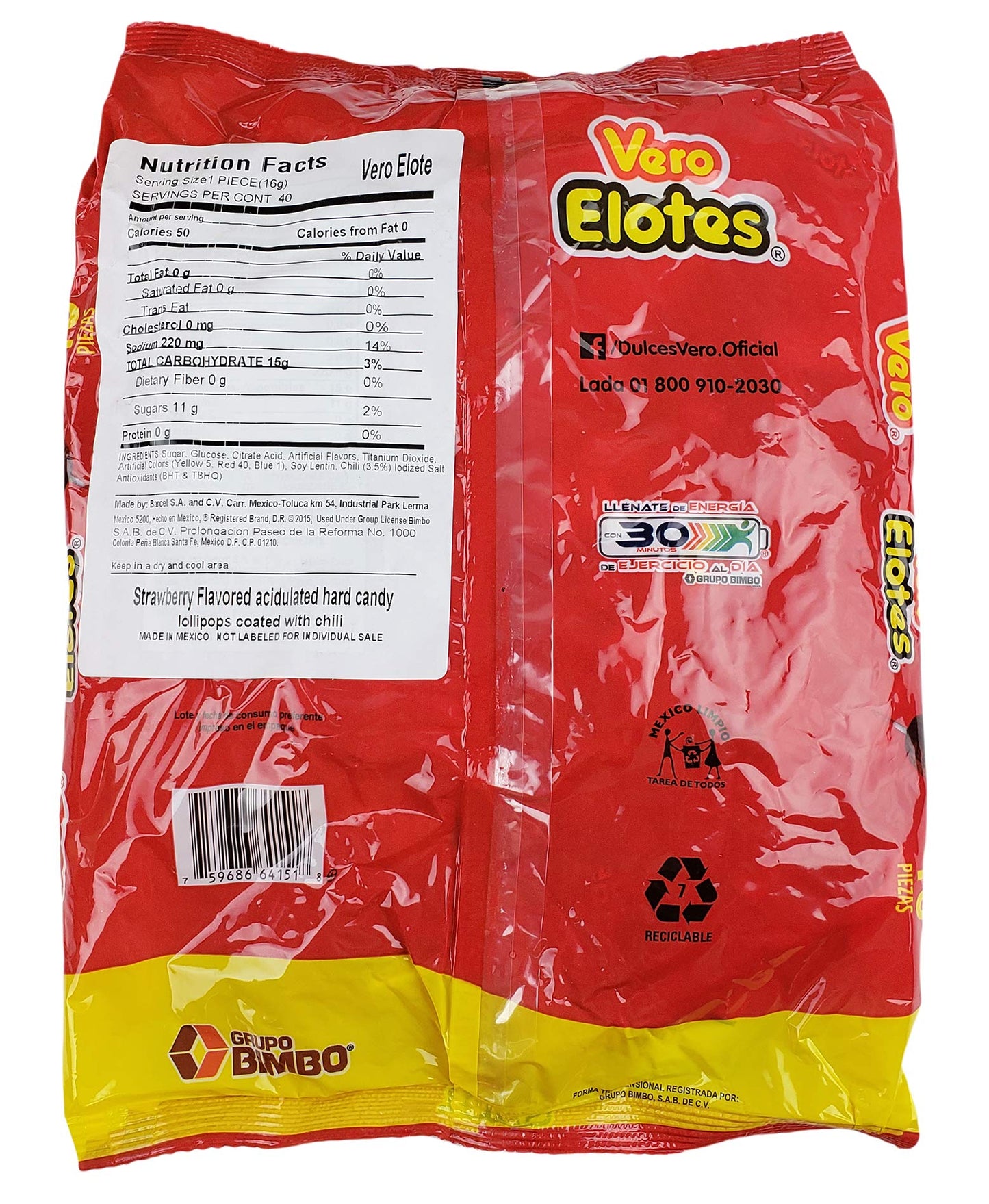 Vero Elote Strawberry Flavored and Rebanaditas Watermelon Paletas Con Chile - Spicy Chili Lollipops - Mexican Spicy Candy Kit - 2 Pack - 80 Pieces Total