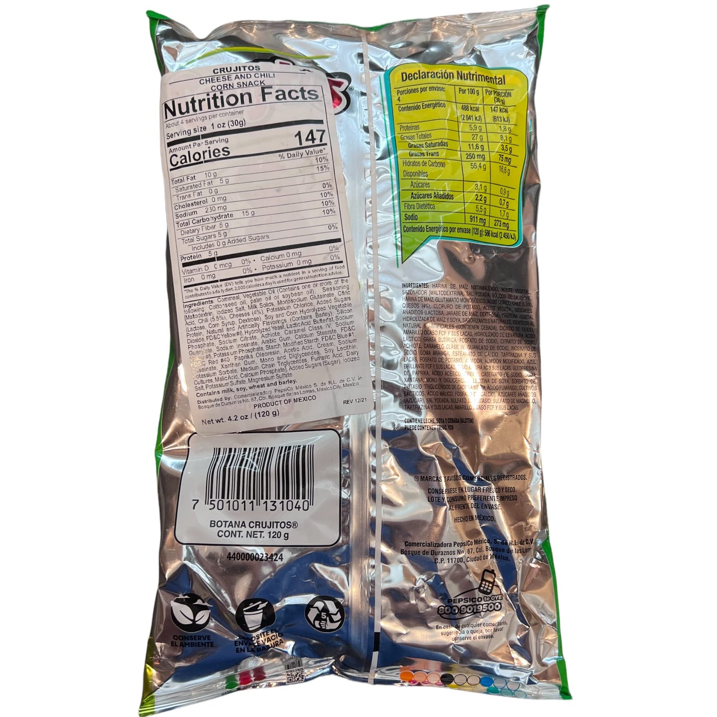 Receta Crujiente Flamin' Hot (3 Pack) 3.5 oz - Mexican Large Chips - Botanas Mexicanas Bolsa Grande