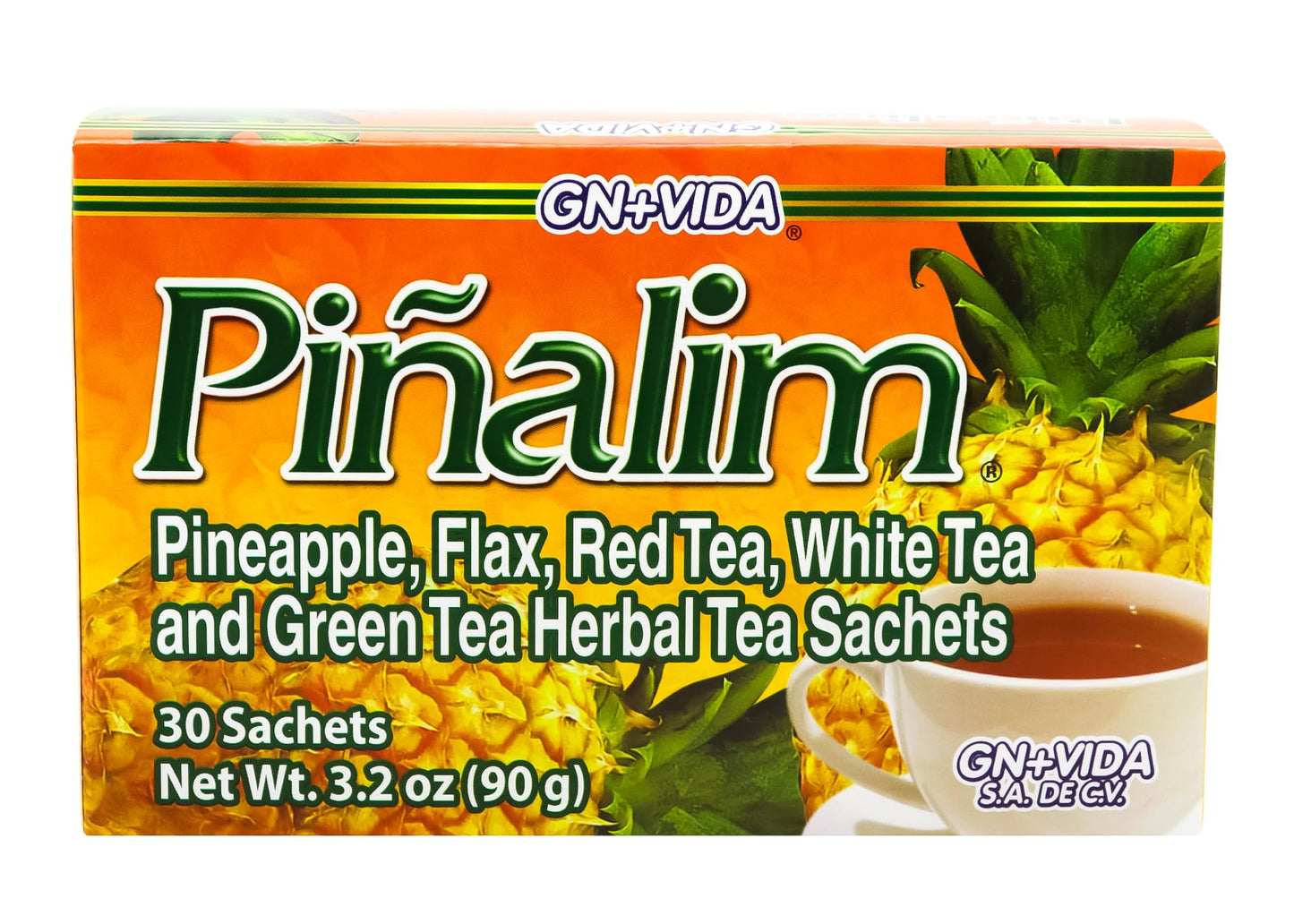 Pinalim Tea/Te de Pinalim Mexican Version- Pineapple, Flax, Green Tea, White Tea - 30 Day Supply
