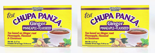 Tea CHUPA Panza, Tea Based ONGINGER Root, PINNEAPPLE, Flaxseed & Cinnamon (30 Tea Bags/0.10 oz Each) Pack of 2