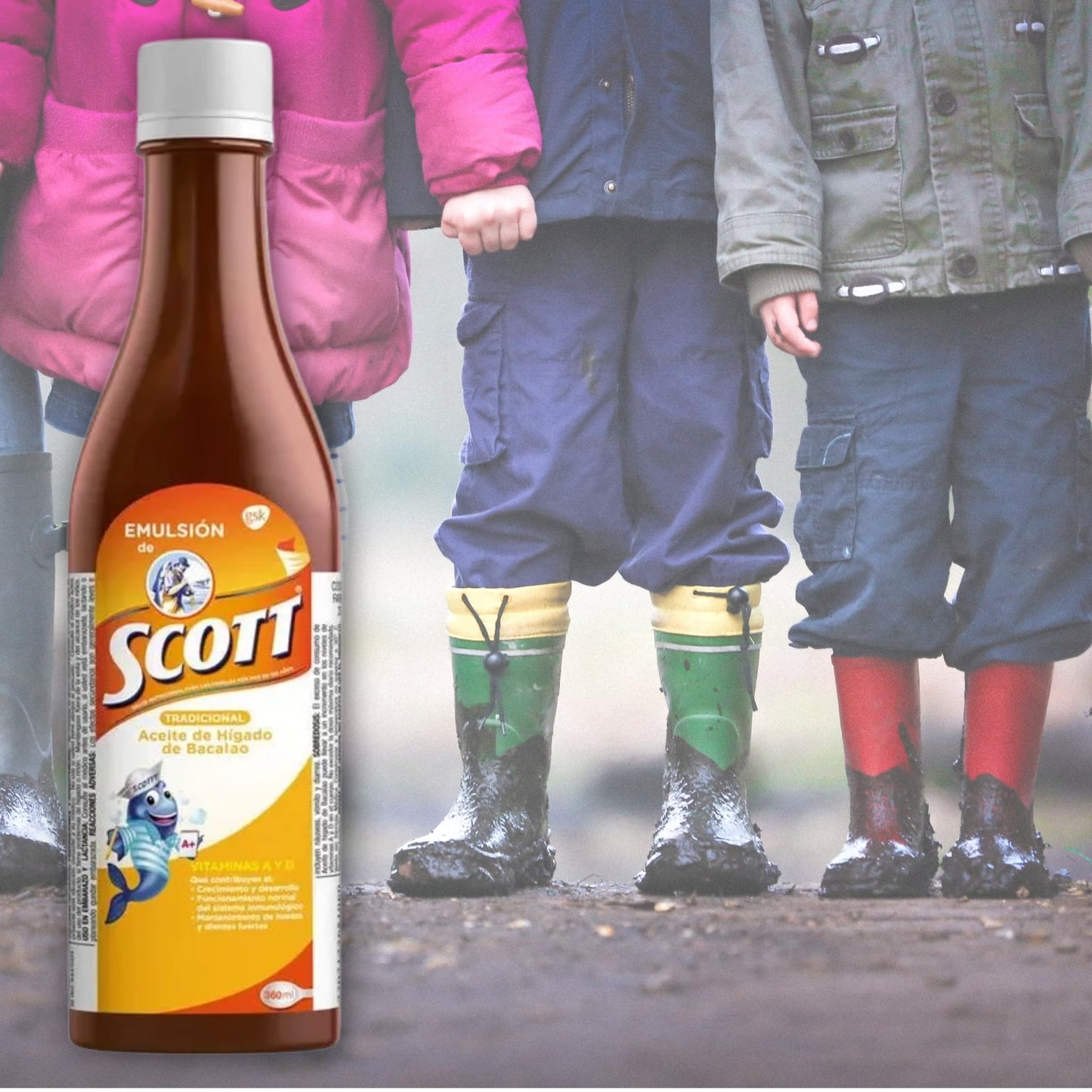 Emulsion de Scott Aceite de hígado de bacalao sabor tradicional Pack de 2 de 6.1 fl oz - 180 ml - con vitamina A y Calcio, suplemento dietético para niños, despensa Colombiana