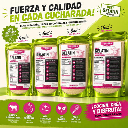 Yerbero Unflavored Beef Gelatin Powder 8oz (226g)