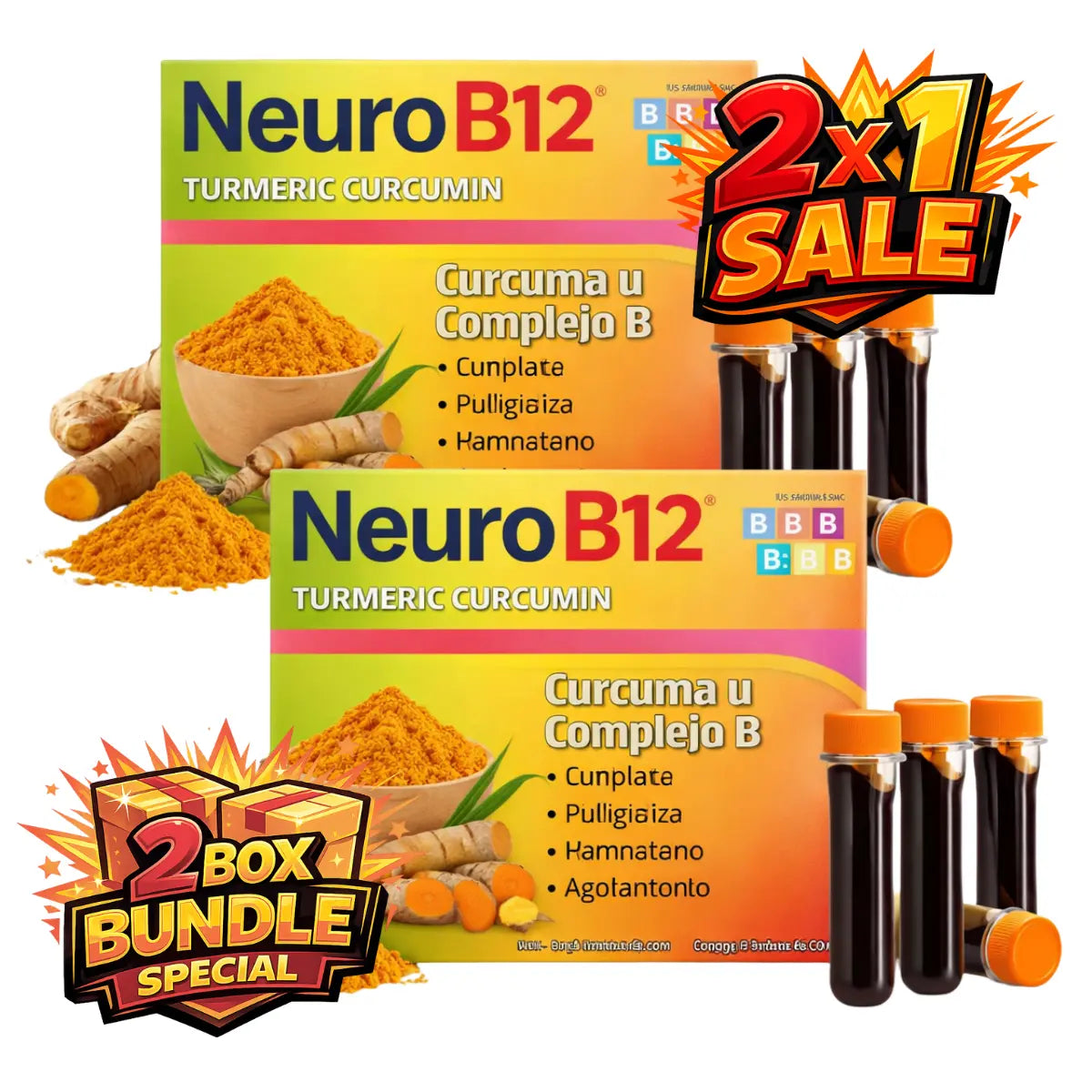 NeuroB12 Curcuma Turmeric Vitamin Shots 2-Pack