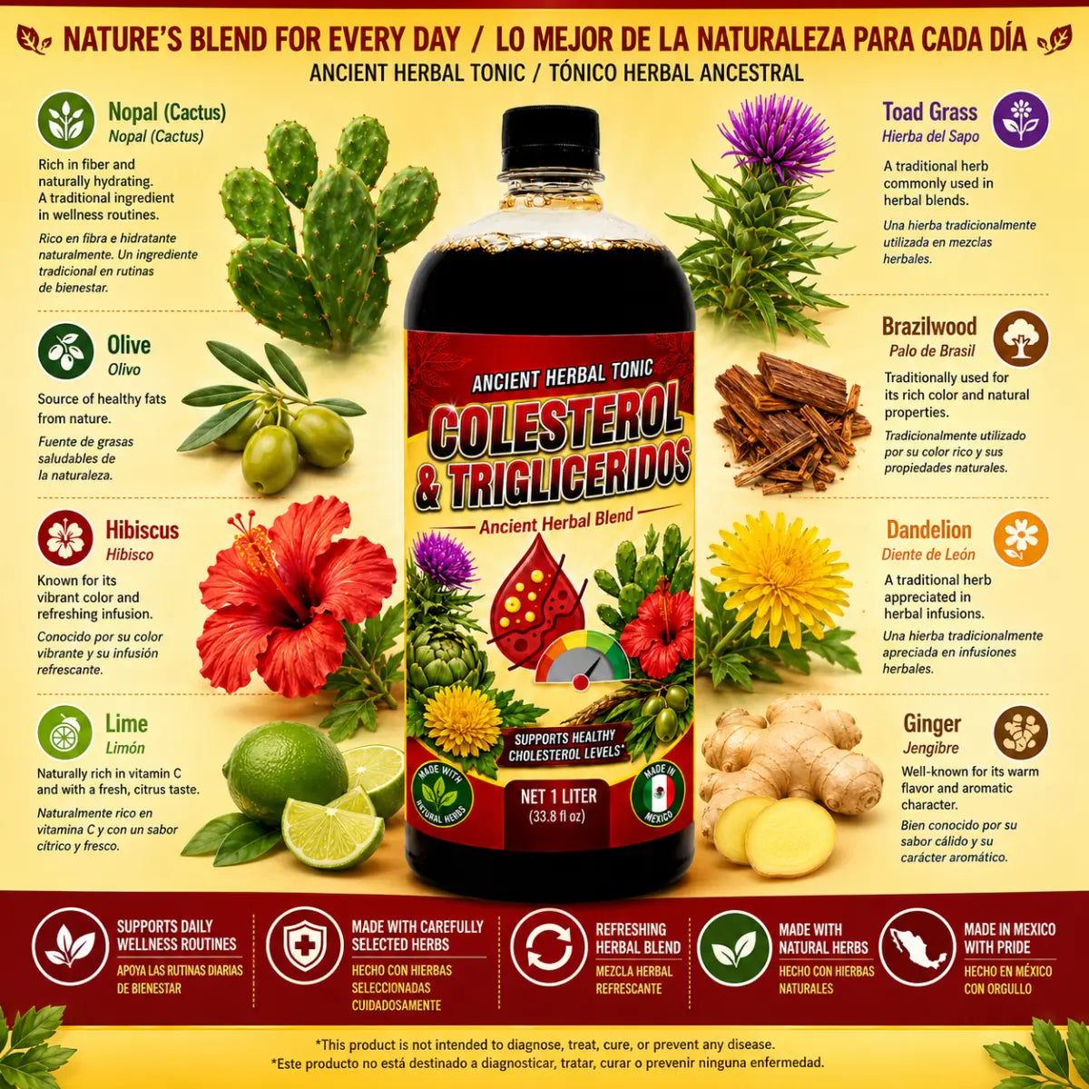 Colesterol & Trigliceridos Herbal Tonic 1L (33.3 fl oz)