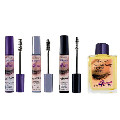 Prosa Mascara + Oil Set of 4 Piece Bundle Set