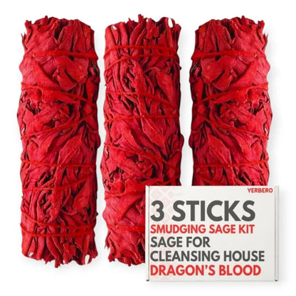 3 PACK - 4" Dragons Blood Sage Smudge Sticks