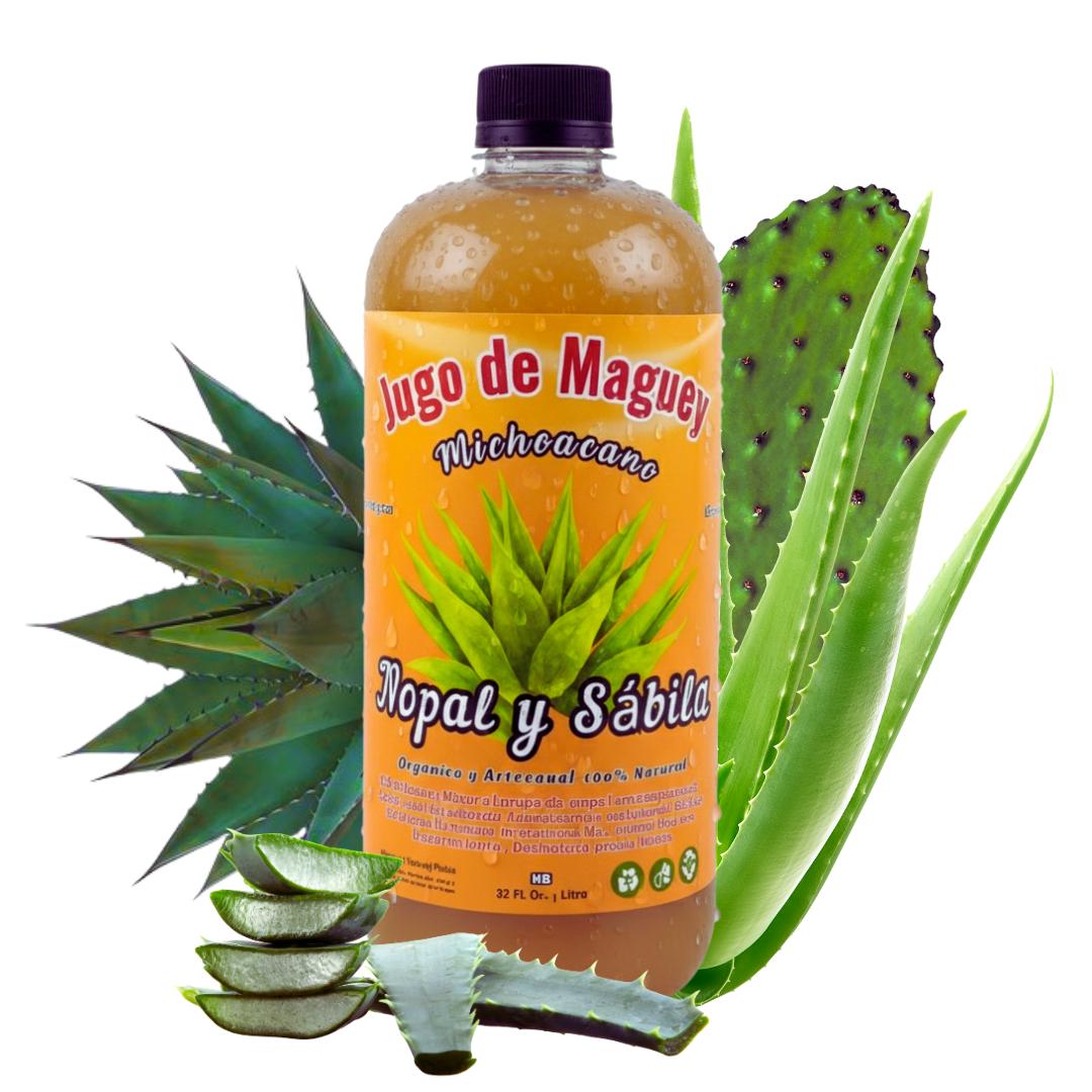 Viral Jugo De Maguey  +Aloe Vera + Nopal -  100% Natural & Artesanal 32 Fl. Oz.