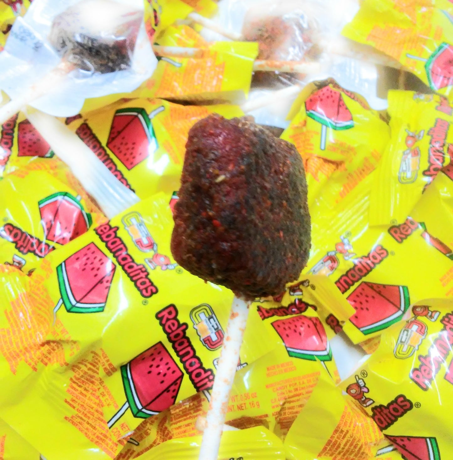 Vero Rebanaditas Paletas Sabor Sandia Hard Candy Chili Covered Lollipops 40 pcs