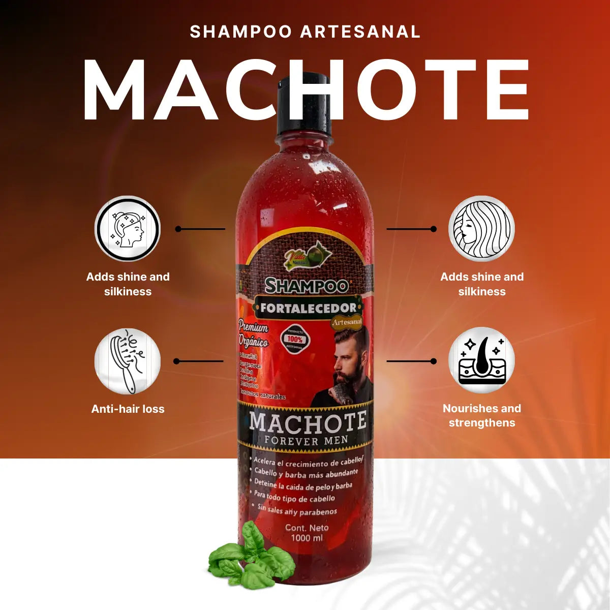 MACHOTE Hair & Beard Shampoo 1 Pack 33.9 fl oz (1L)
