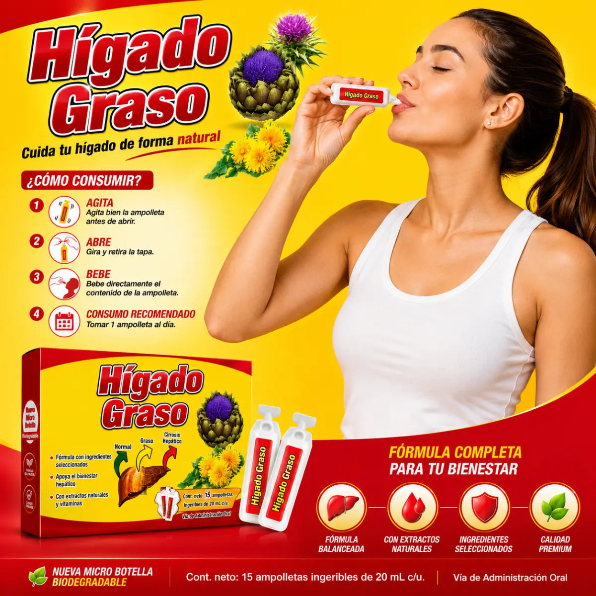 Hígado Herbal Drinkable Shots 30 Pack