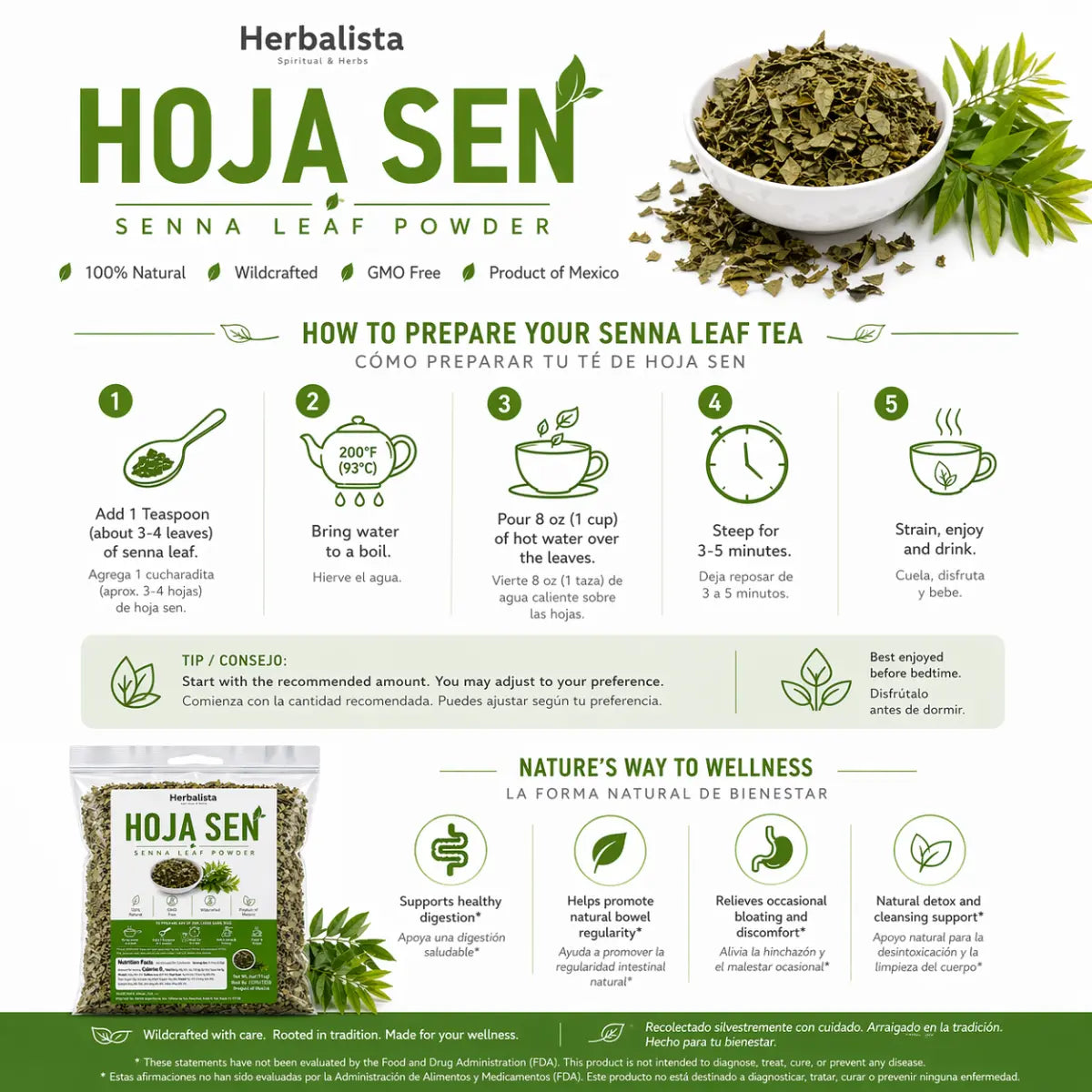 Hoja Sen (Senna) Tea Bogo – 2 x 4oz (114g) Each