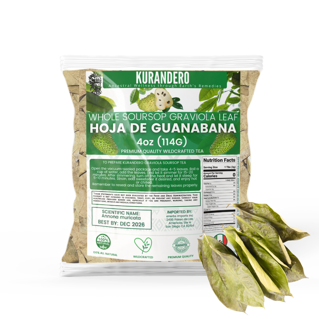 Kurandero -  Whole Dried Graviola Soursop Leaves (4 oz - 330+ Leaves Per Bag) Hoja De Guanabana, 100% All Natural Delicious Fresh Tea | From Mexico | Premium Wildcrafted Quality.