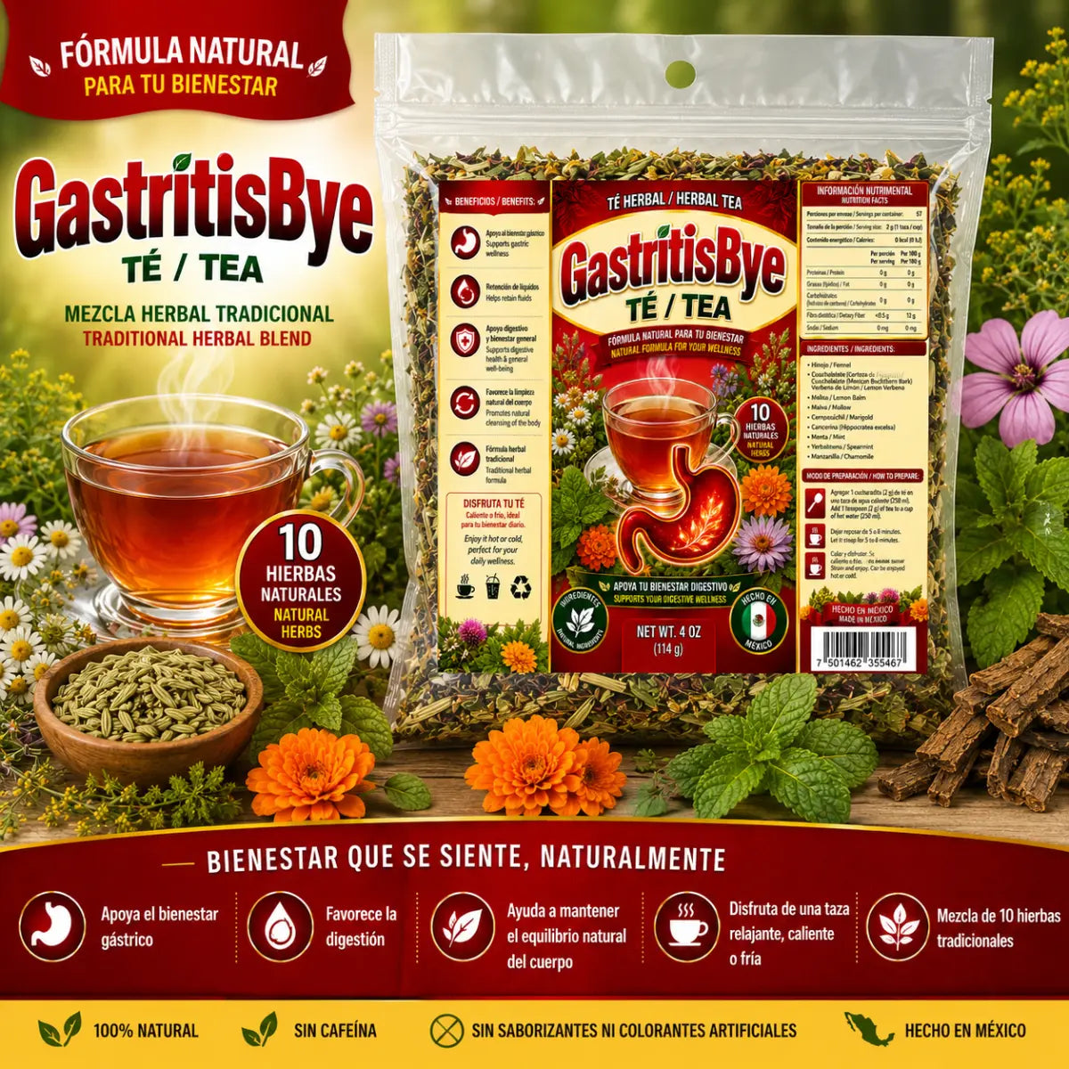 Gastritis BYE Herbal Compuesto Tea 4oz