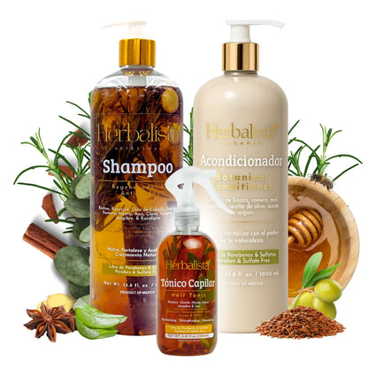 Herbalista 3-Piece Herbal Hair Care Bundle 1000ml (33.8 fl oz)