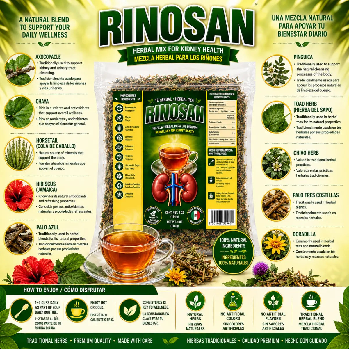 Rinosan Herbal Tea Blend 4oz Loose Leaf