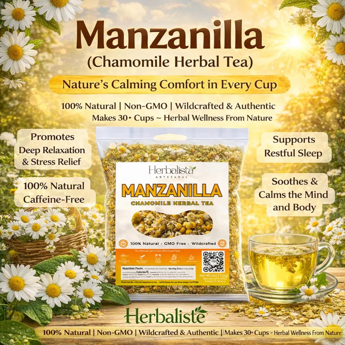 Manzanilla Chamomile Loose Leaf Herbal Tea 4oz (113g)