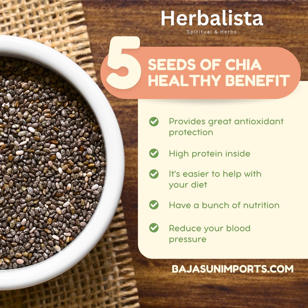Herbalista - Premium Natural Chia Seeds | Semillas de Chia Naturales de Mexico |  with Omega-3, Non-GMO, Gluten Free, Keto Diet Friendly, Vegan, Good Source of Fiber