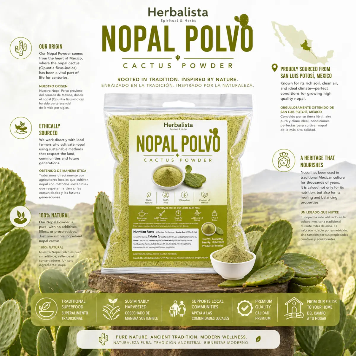 Nopal en Polvo 8oz (226g) – Mexican Cactus Powder