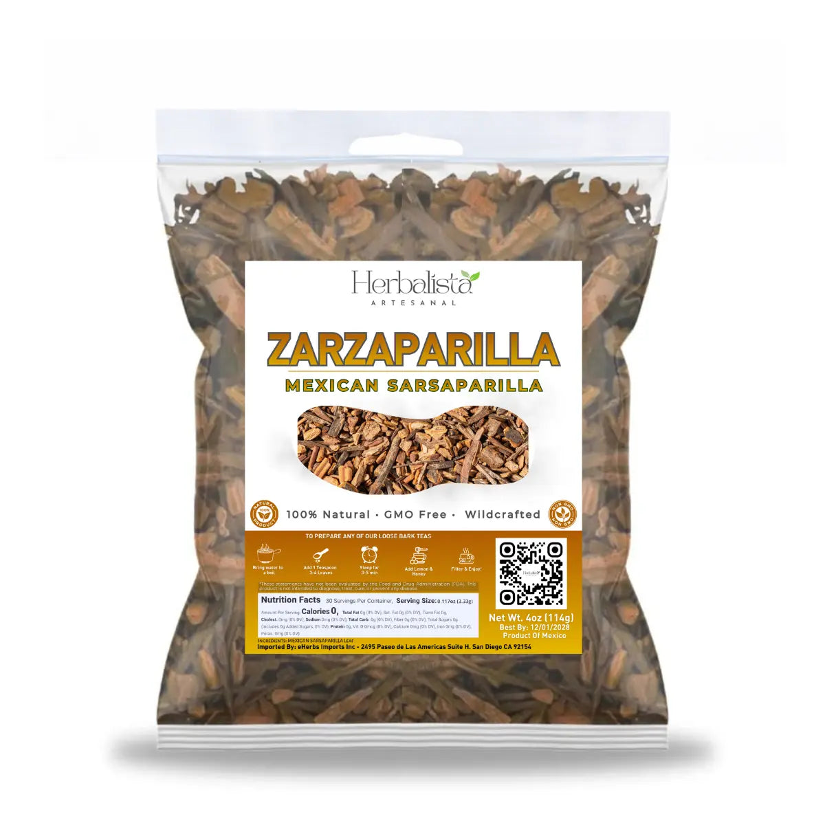 Herbalista Mexican Zarzaparrilla Herbal Tea 4 oz (113g)