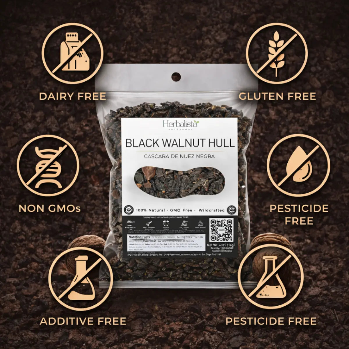 Herbalista Black Walnut Hull Loose Herbal Tea 4 oz (114g)