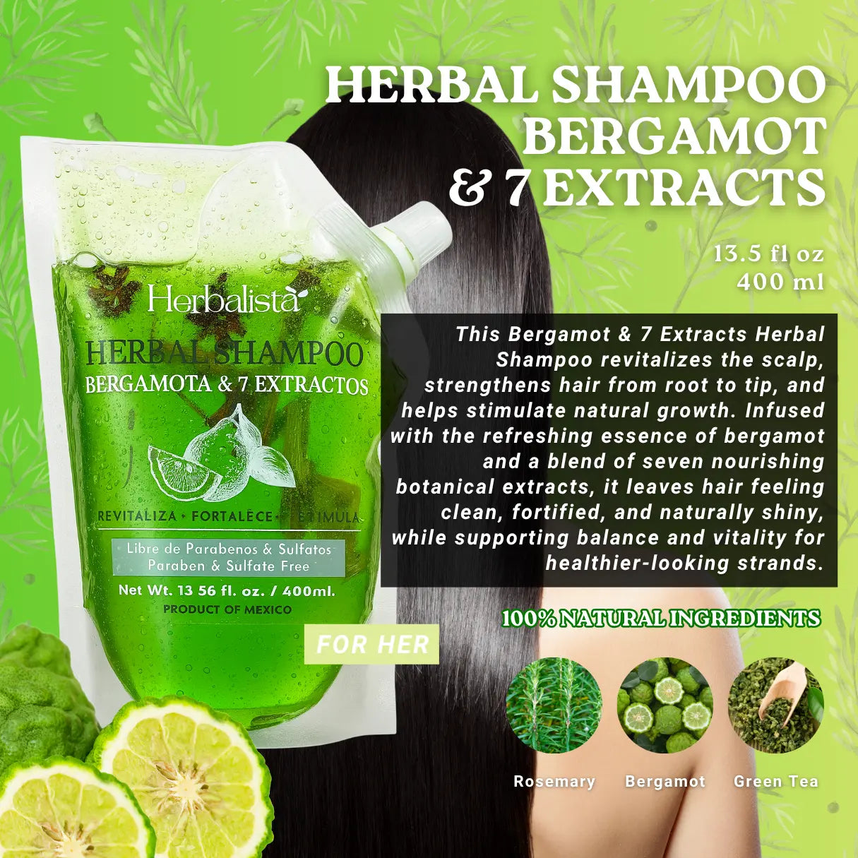 Herbalista Bergamot Herbal Shampoo 400ml