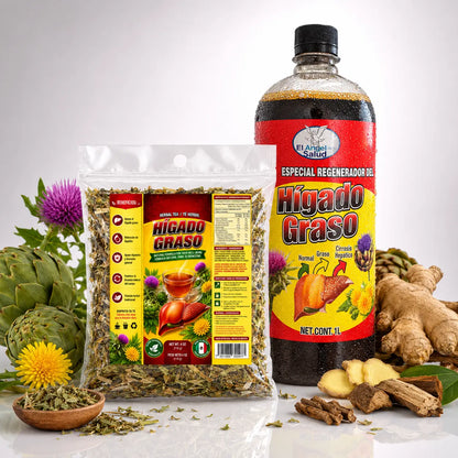 HígadoGraso Herbal Tonic 1L (33.3 Fl oz) + 4oz Loose Tea