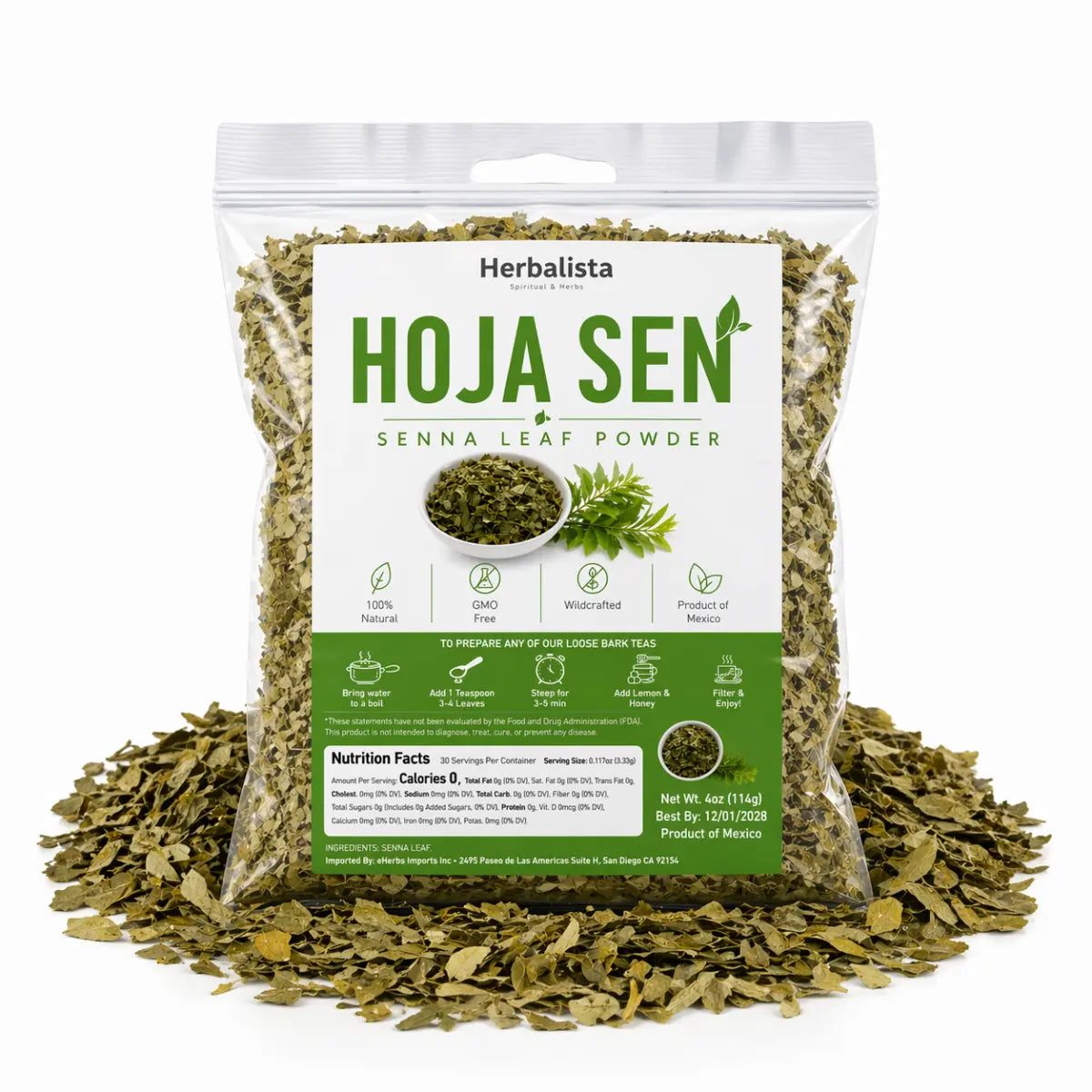 Hoja Sen Senna Loose Leaf Tea 4oz (114g) (3-Pack)
