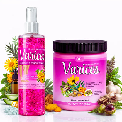 Varices Gel 125g & Body Oil 8oz Relief Bundle