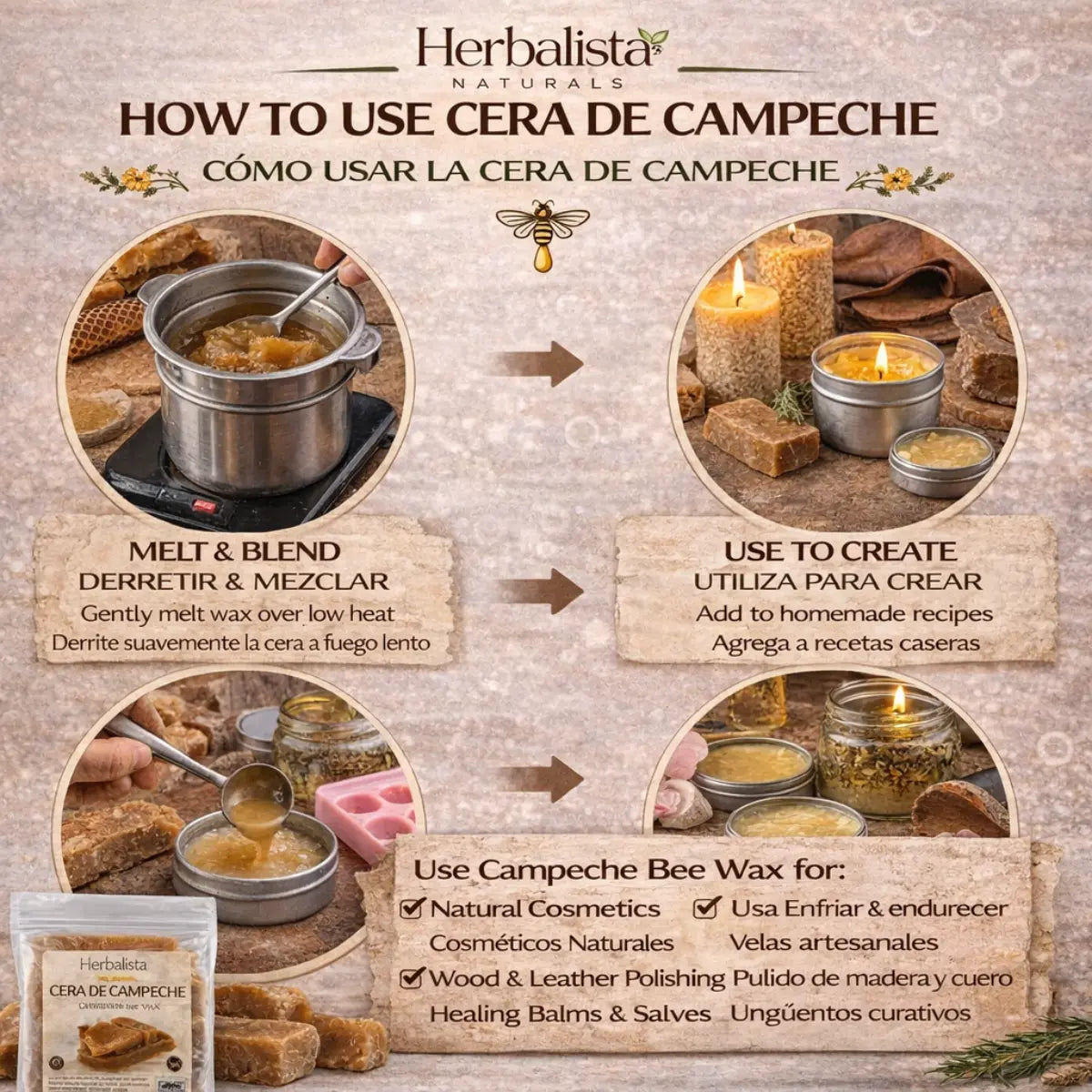 Herbalista Pure Campeche Beeswax 1 oz (28g)