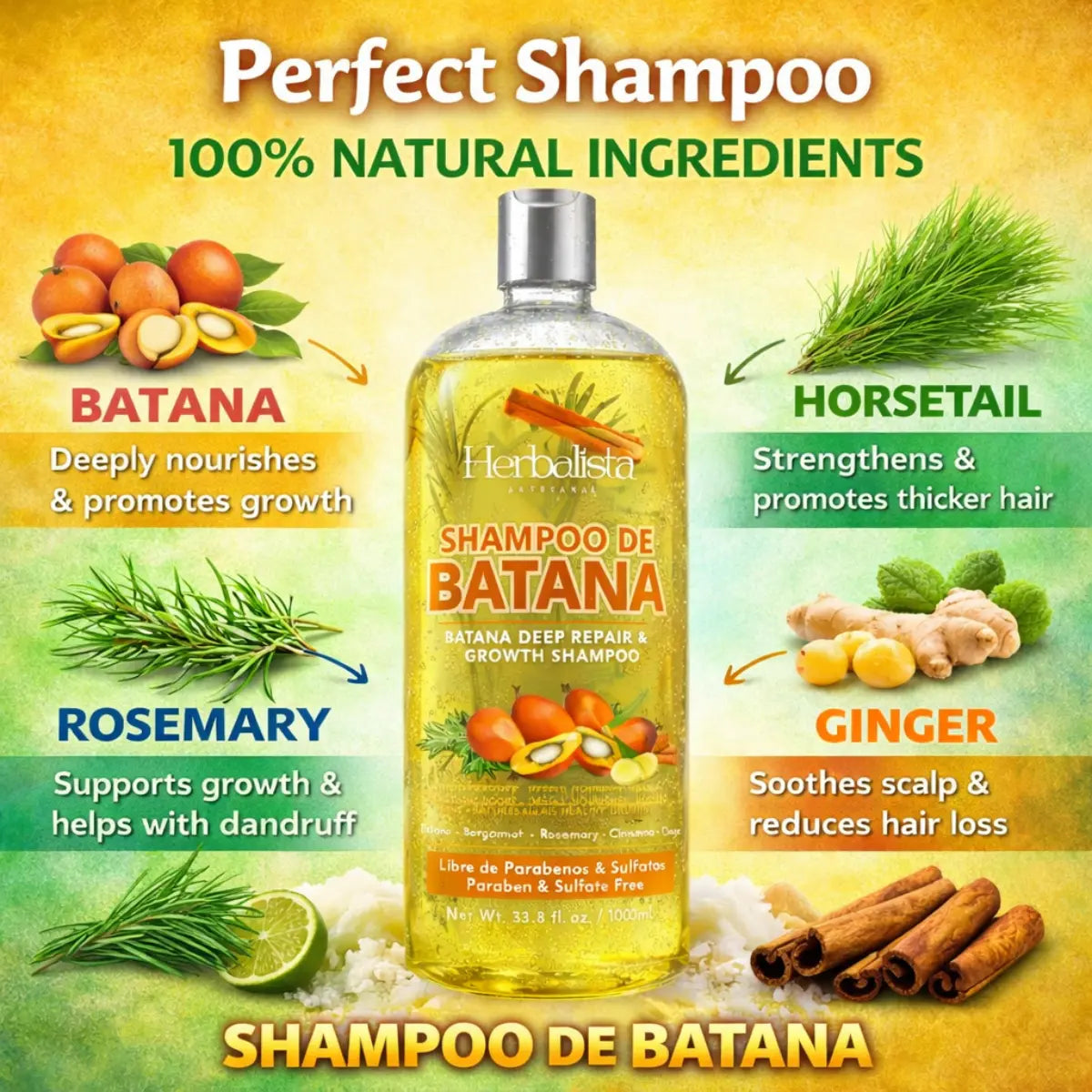 Herbalista Batana Shampoo 33.8 fl oz (1 Liter)